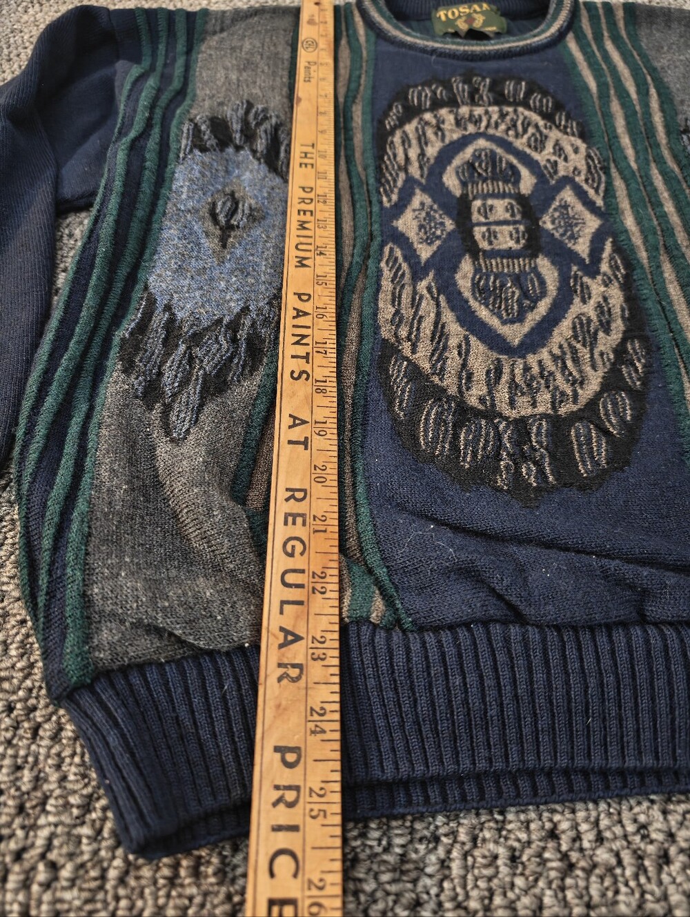 Tosani Vintage Men's Wool Blend Coogi-style Crewneck Sweater Size M - Picture 6 of 8